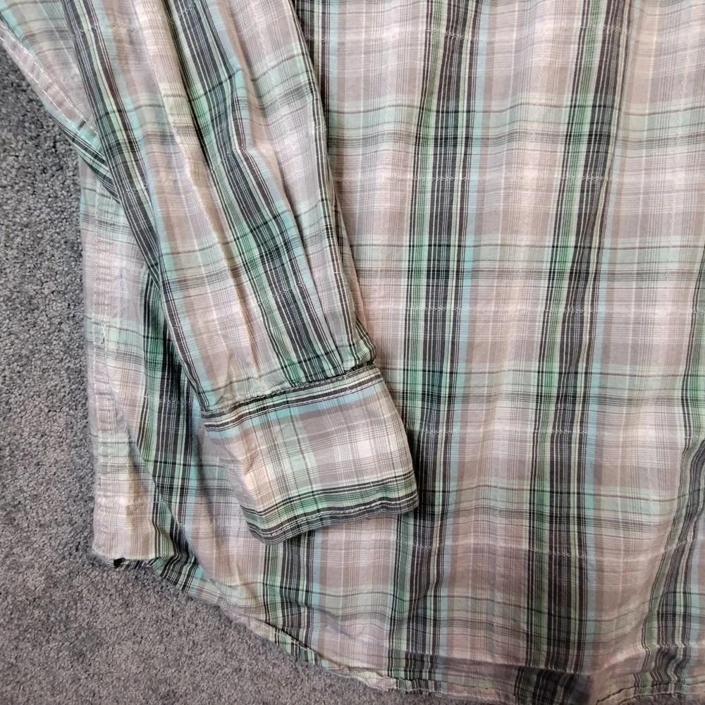 Resistol University RU Plaid Button Up Shirt Long Sleeve Cotton Green Mens XXL